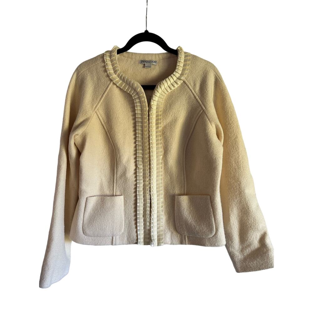 NWT Pendelton Vintage 50s Style Cream Wool Jacket Petite Size Large